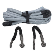 DURAFORCE 1"×30‘ Kinetic Recovery Tow Rope Gray Heavy Duty Energy Rope W/ 2 Shackles