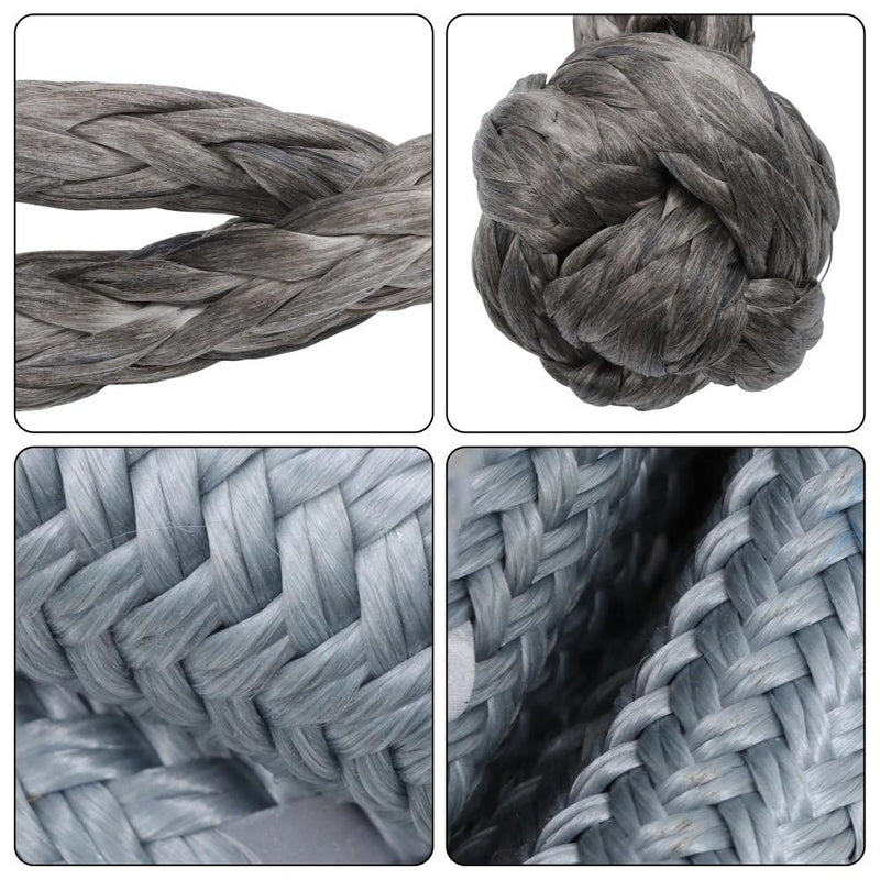DURAFORCE 1"×30‘ Kinetic Recovery Tow Rope Gray Heavy Duty Energy Rope W/ 2 Shackles