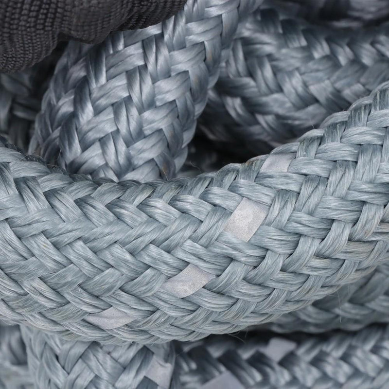 DURAFORCE 1"×30‘ Kinetic Recovery Tow Rope Gray Heavy Duty Energy Rope W/ 2 Shackles