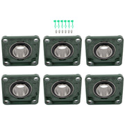 DURAFORCE 6pcs Self-Aligning UCF210-32 Pillow Block Bearing 4-Bolt 2" Bore Solid Base