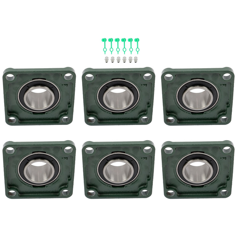 DURAFORCE 6pcs Self-Aligning UCF210-32 Pillow Block Bearing 4-Bolt 2" Bore Solid Base