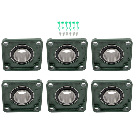 DURAFORCE 6pcs Self-Aligning UCF210-32 Pillow Block Bearing 4-Bolt 2" Bore Solid Base