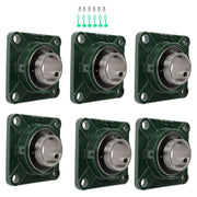 DURAFORCE 6pcs Self-Aligning UCF210-32 Pillow Block Bearing 4-Bolt 2" Bore Solid Base