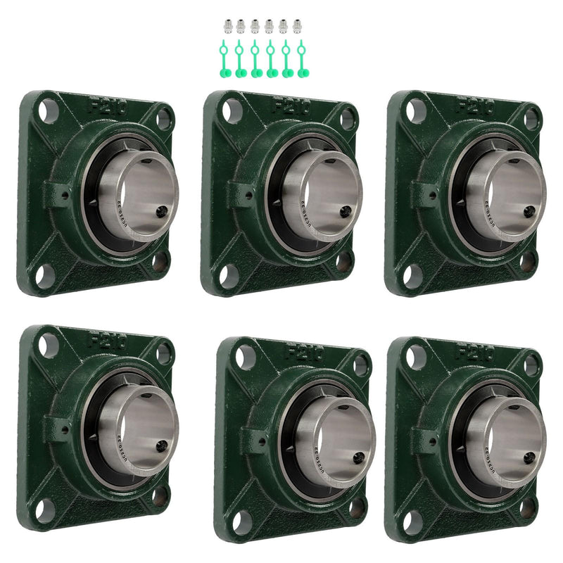 DURAFORCE 6pcs Self-Aligning UCF210-32 Pillow Block Bearing 4-Bolt 2" Bore Solid Base