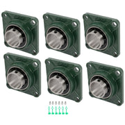 DURAFORCE 6pcs Self-Aligning UCF210-32 Pillow Block Bearing 4-Bolt 2" Bore Solid Base