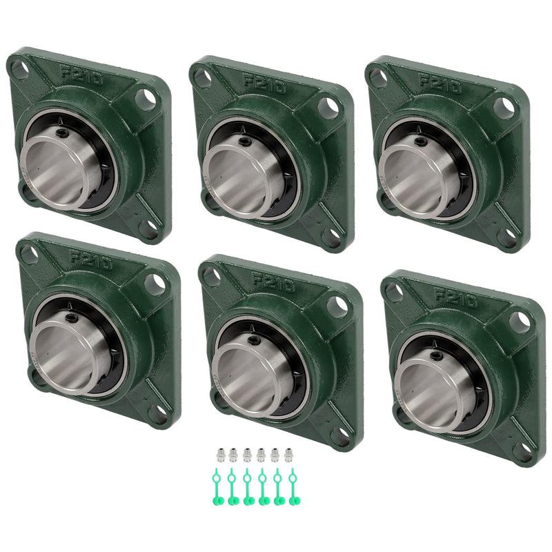 DURAFORCE 6pcs Self-Aligning UCF210-32 Pillow Block Bearing 4-Bolt 2" Bore Solid Base
