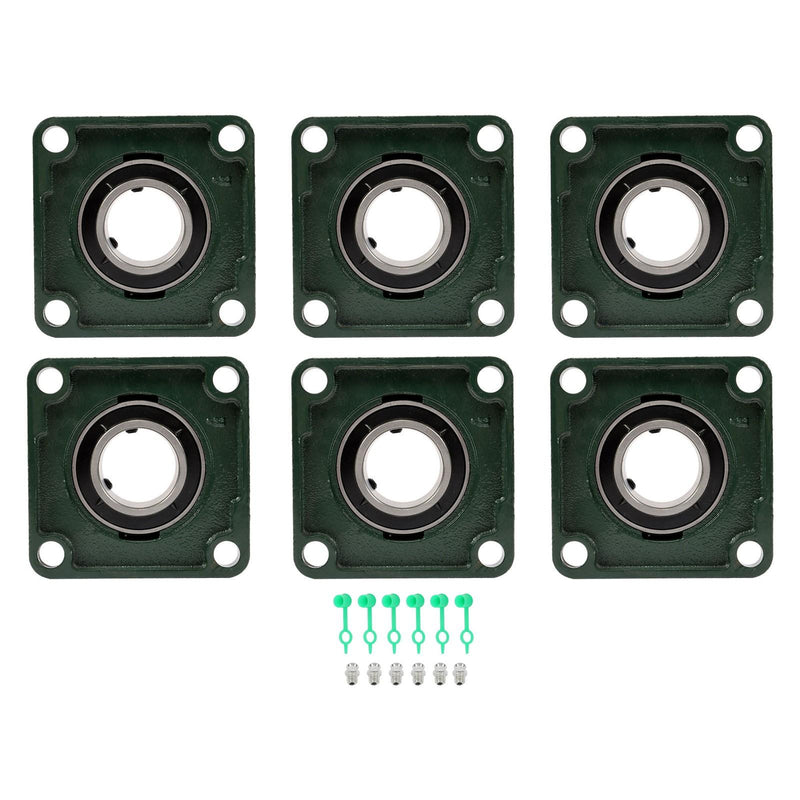 DURAFORCE 6pcs Self-Aligning UCF210-32 Pillow Block Bearing 4-Bolt 2" Bore Solid Base