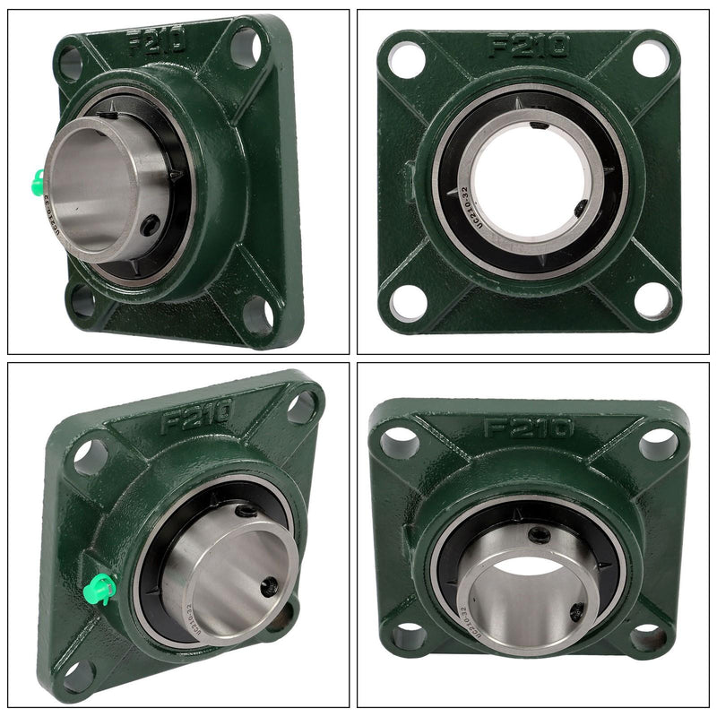 DURAFORCE 6pcs Self-Aligning UCF210-32 Pillow Block Bearing 4-Bolt 2" Bore Solid Base