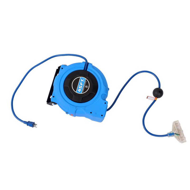 DURAFORCE 12-AWG/3C 45FT SJTOW Retractable Extension Cord Reel Power Cord Reel