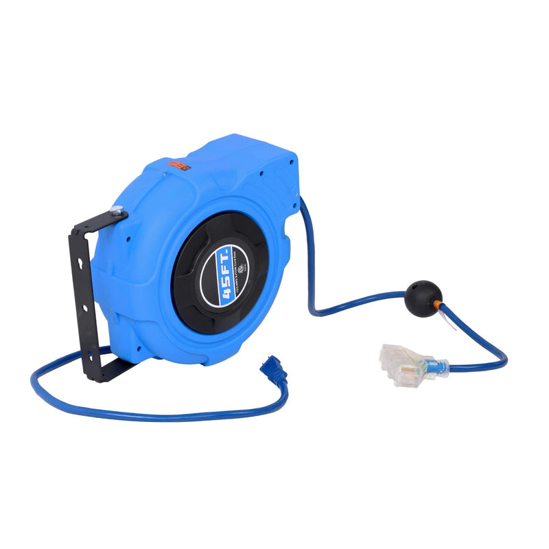 DURAFORCE 12-AWG/3C 45FT SJTOW Retractable Extension Cord Reel Power Cord Reel