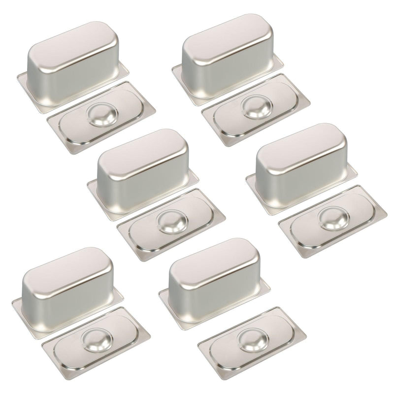 DURAFORCE Commercial Stainless Steel Hotel Pan Set 1/3 Size, 6" Deep with Lids, 6-Pack