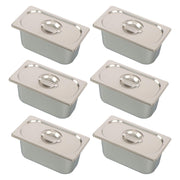 DURAFORCE Commercial Stainless Steel Hotel Pan Set 1/3 Size, 6" Deep with Lids, 6-Pack