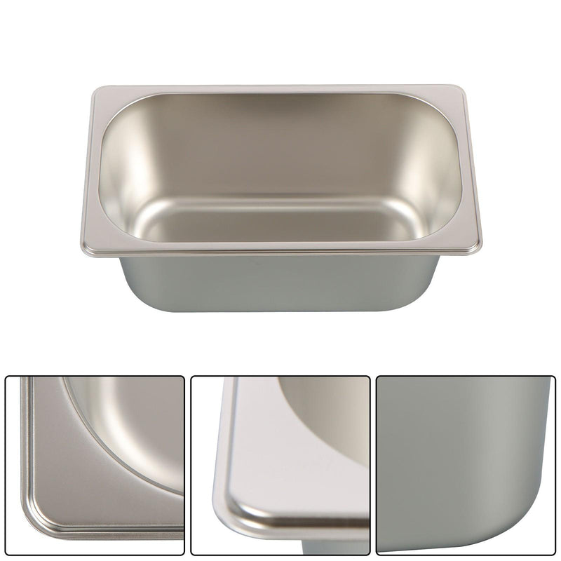 DURAFORCE Commercial Stainless Steel Hotel Pan Set 1/3 Size, 6" Deep with Lids, 6-Pack