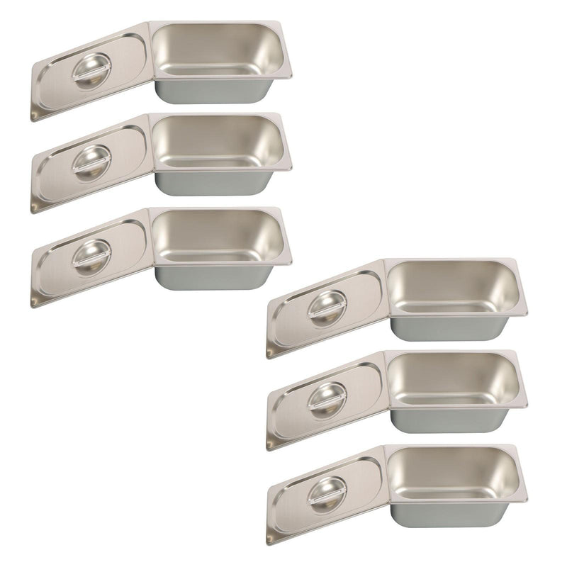 DURAFORCE Commercial Stainless Steel Hotel Pan Set 1/3 Size, 6" Deep with Lids, 6-Pack