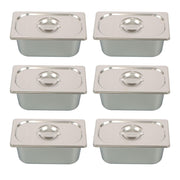 DURAFORCE Commercial Stainless Steel Hotel Pan Set 1/3 Size, 6" Deep with Lids, 6-Pack