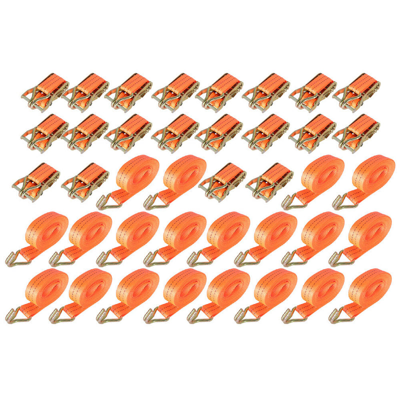 DURAFORCE 20 Pack 1.5" inch x 20' Ft Ratchet Tie Down Cargo Straps J Hooks Heavy Duty