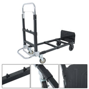 DURAFORCE Carbon Steel 3 in 1 Hand Truck Dolly W/ Rubber Brake-Wheels and 2 Elastic Ropes