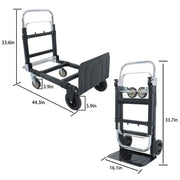 DURAFORCE Carbon Steel 3 in 1 Hand Truck Dolly W/ Rubber Brake-Wheels and 2 Elastic Ropes