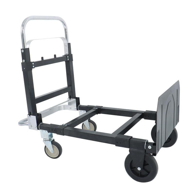 DURAFORCE Carbon Steel 3 in 1 Hand Truck Dolly W/ Rubber Brake-Wheels and 2 Elastic Ropes
