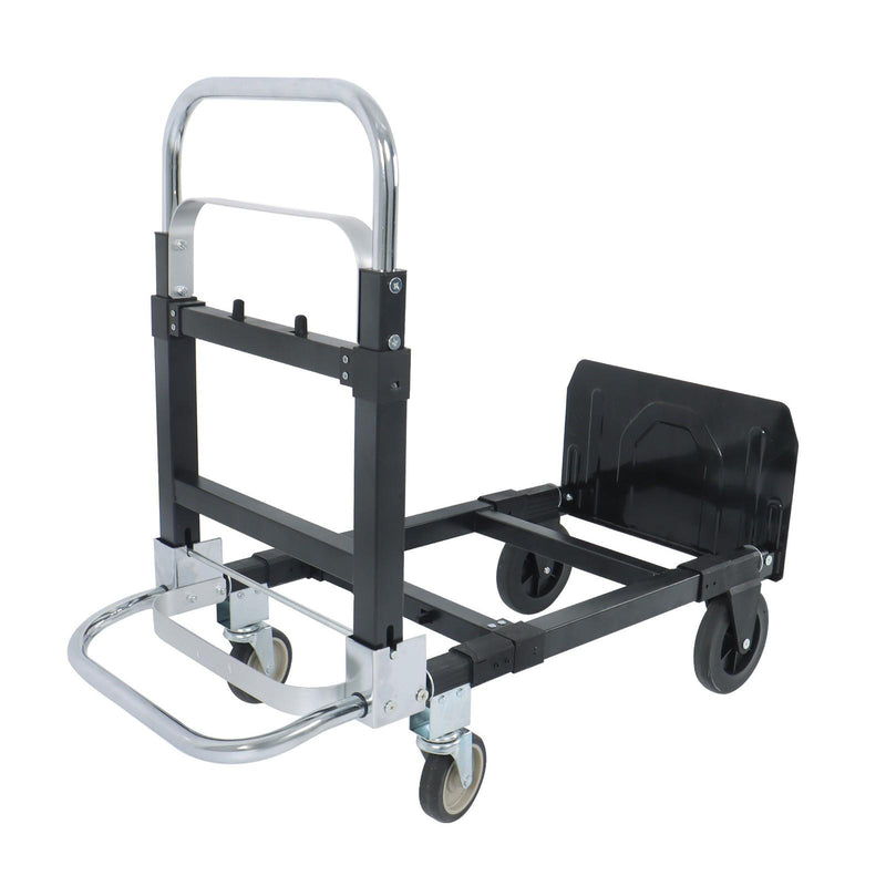 DURAFORCE Carbon Steel 3 in 1 Hand Truck Dolly W/ Rubber Brake-Wheels and 2 Elastic Ropes