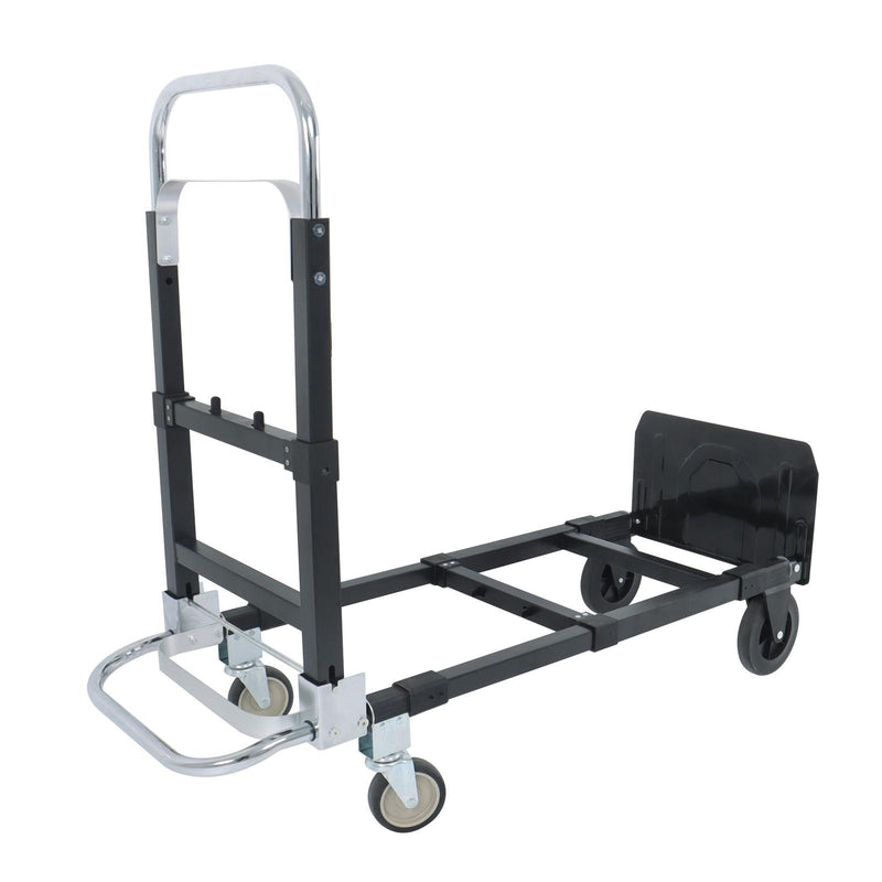 DURAFORCE Carbon Steel 3 in 1 Hand Truck Dolly W/ Rubber Brake-Wheels and 2 Elastic Ropes
