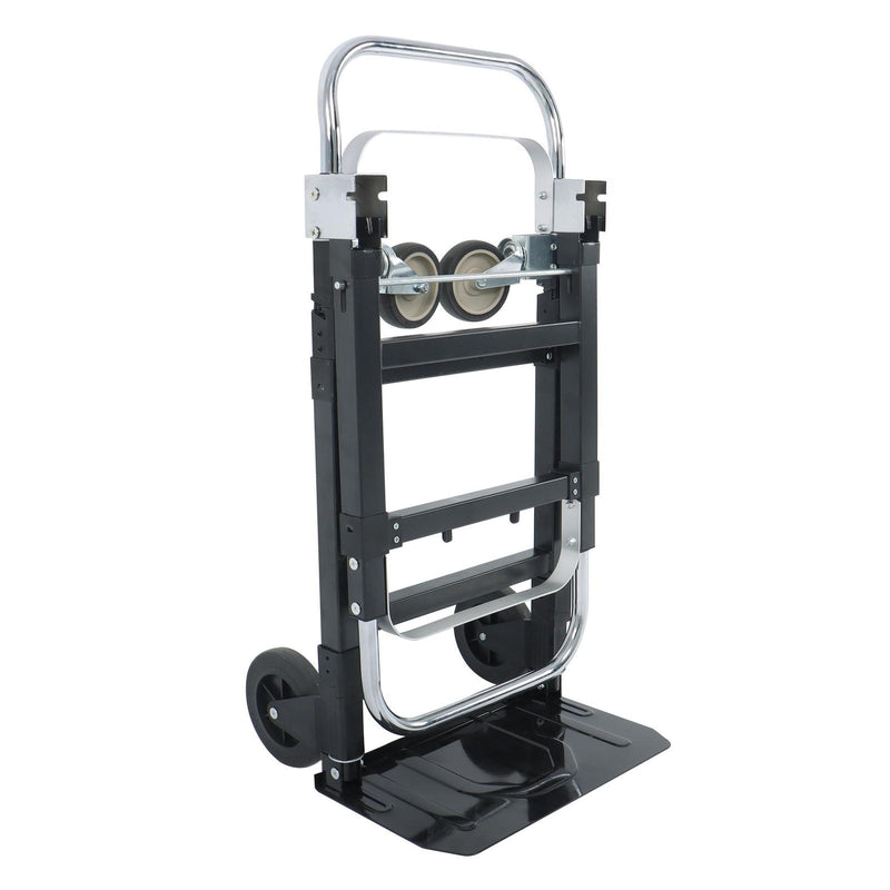 DURAFORCE Carbon Steel 3 in 1 Hand Truck Dolly W/ Rubber Brake-Wheels and 2 Elastic Ropes