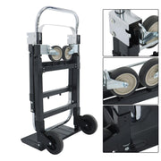 DURAFORCE Carbon Steel 3 in 1 Hand Truck Dolly W/ Rubber Brake-Wheels and 2 Elastic Ropes