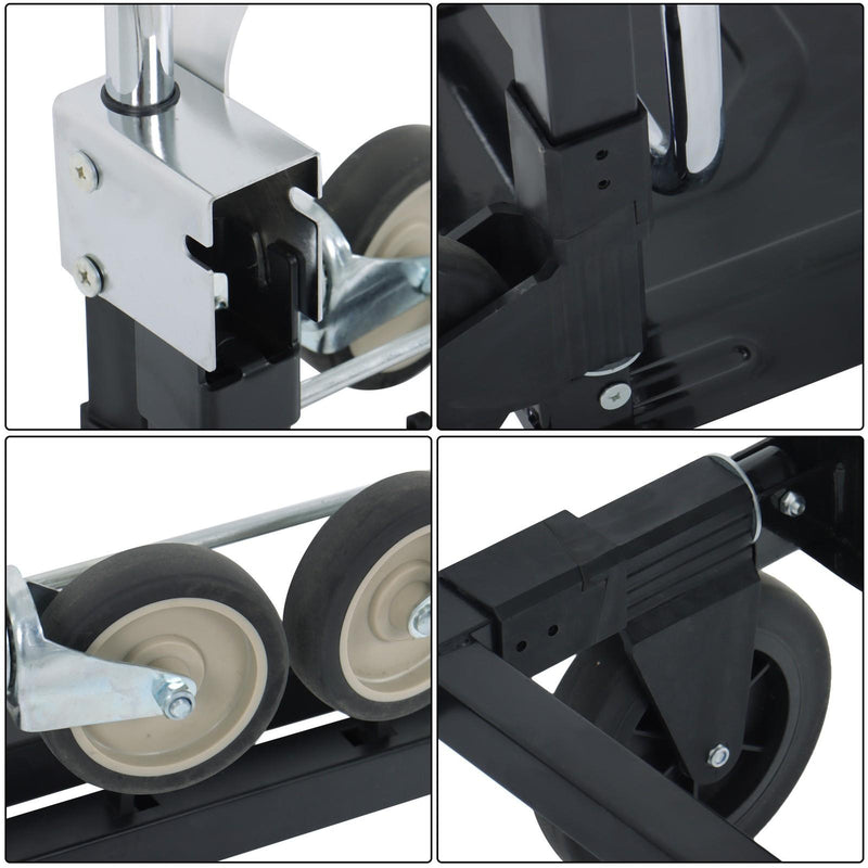 DURAFORCE Carbon Steel 3 in 1 Hand Truck Dolly W/ Rubber Brake-Wheels and 2 Elastic Ropes