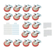DURAFORCE 16 Pack Polyurethane Heavy Duty Swivel Caster Wheels 5'' With Brake Concave Hubs