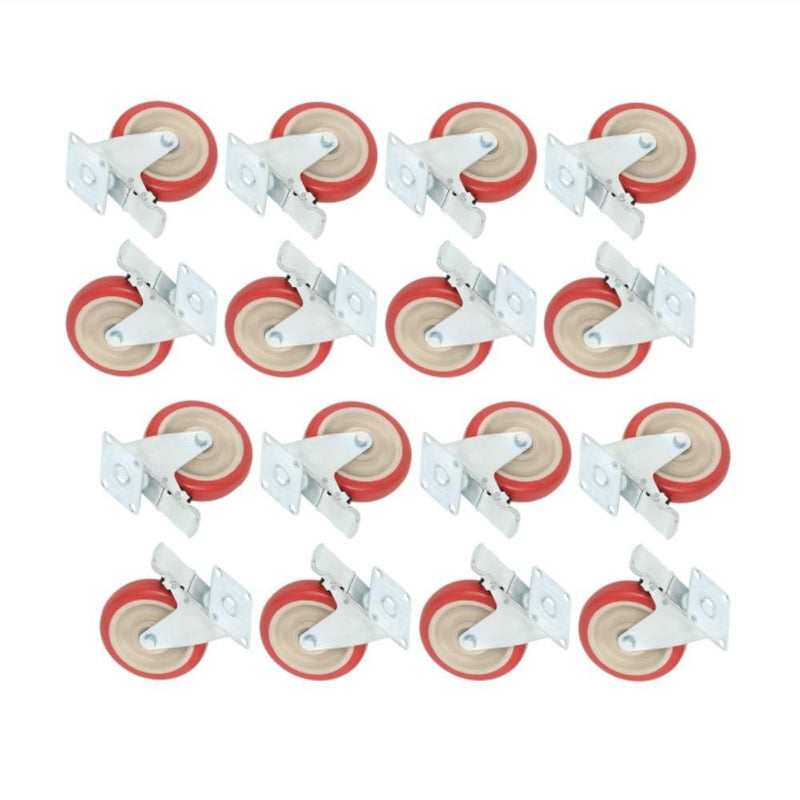 DURAFORCE 16 Pack Polyurethane Heavy Duty Swivel Caster Wheels 5'' With Brake Concave Hubs