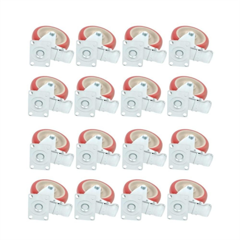 DURAFORCE 16 Pack Polyurethane Heavy Duty Swivel Caster Wheels 5'' With Brake Concave Hubs