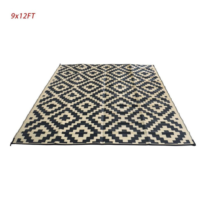 DURAFORCE Waterproof Outdoor Rug 9x12 ft Outdoor Plastic Straw Rug For Camping RV Deck