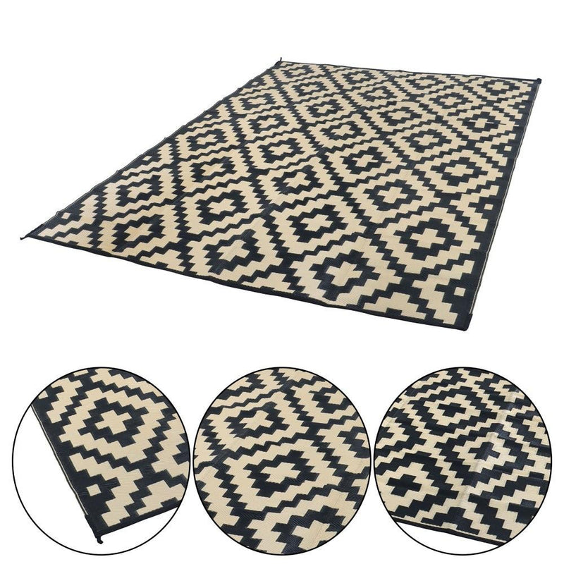 DURAFORCE Waterproof Outdoor Rug 9x12 ft Outdoor Plastic Straw Rug For Camping RV Deck