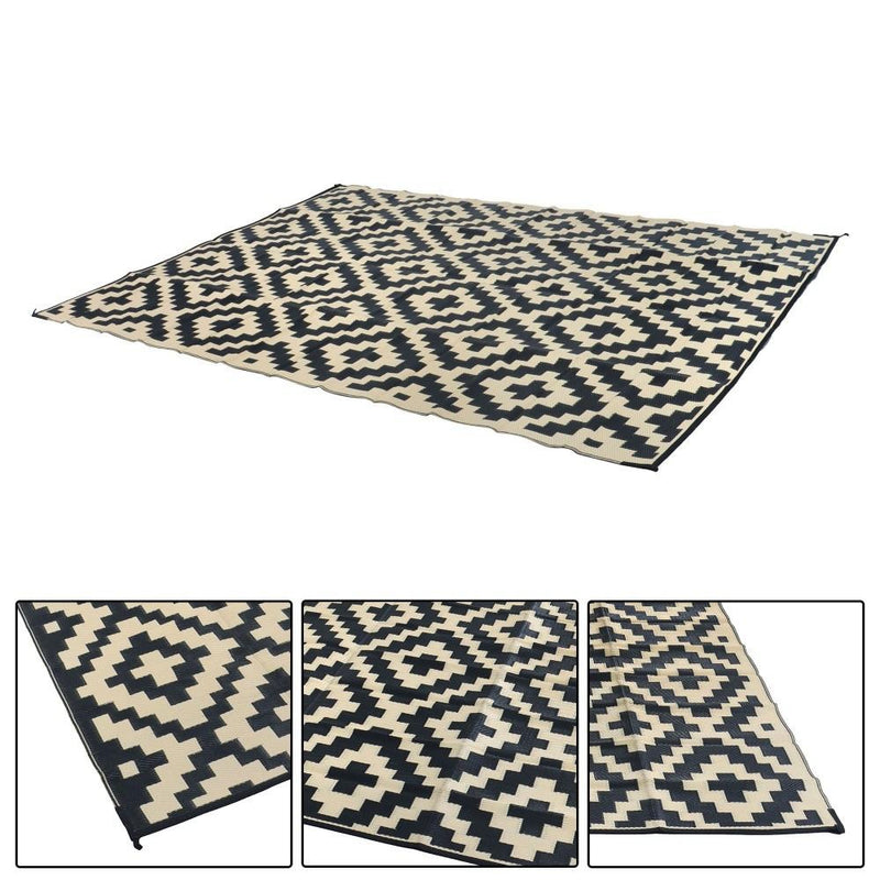 DURAFORCE Waterproof Outdoor Rug 9x12 ft Outdoor Plastic Straw Rug For Camping RV Deck