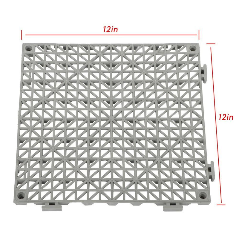 DURAFORCE Interlocking Drainage Floor Mat 12"x 12" PVC Non-Slip Floor Tiles 55 Pack Gray