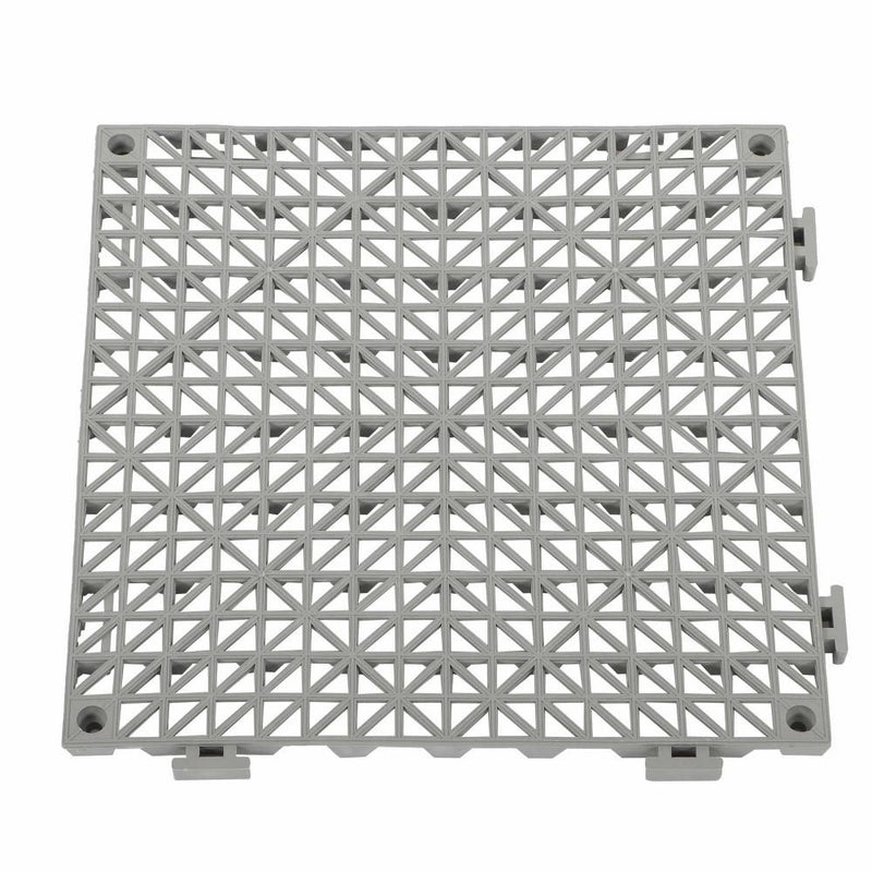 DURAFORCE Interlocking Drainage Floor Mat 12"x 12" PVC Non-Slip Floor Tiles 55 Pack Gray