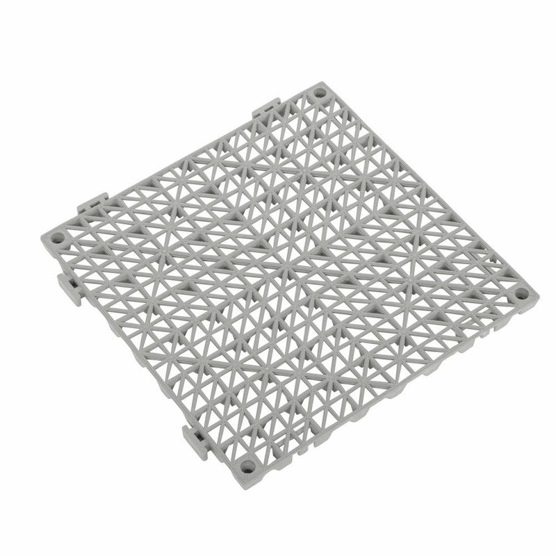 DURAFORCE Interlocking Drainage Floor Mat 12"x 12" PVC Non-Slip Floor Tiles 55 Pack Gray