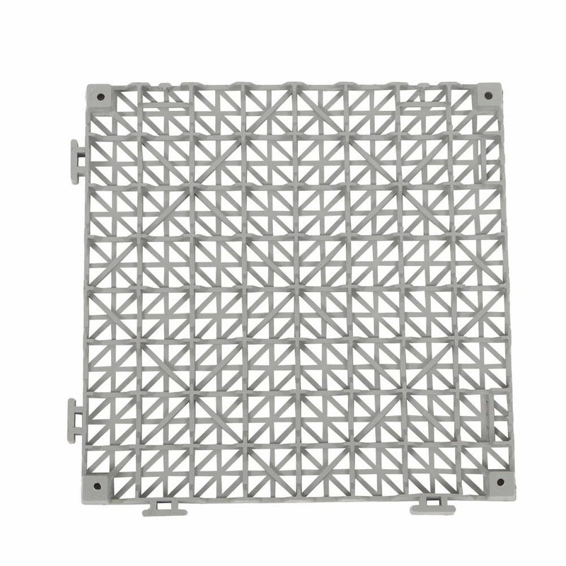 DURAFORCE Interlocking Drainage Floor Mat 12"x 12" PVC Non-Slip Floor Tiles 55 Pack Gray