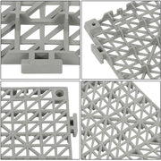 DURAFORCE Interlocking Drainage Floor Mat 12"x 12" PVC Non-Slip Floor Tiles 55 Pack Gray
