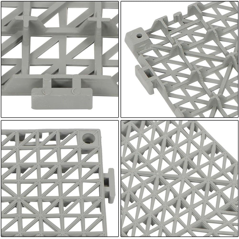 DURAFORCE Interlocking Drainage Floor Mat 12"x 12" PVC Non-Slip Floor Tiles 55 Pack Gray