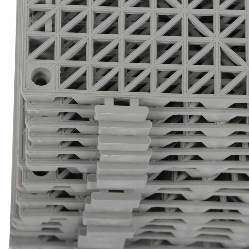 DURAFORCE Interlocking Drainage Floor Mat 12"x 12" PVC Non-Slip Floor Tiles 55 Pack Gray