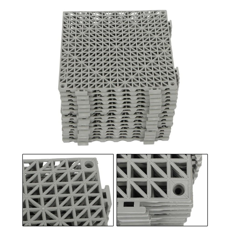 DURAFORCE Interlocking Drainage Floor Mat 12"x 12" PVC Non-Slip Floor Tiles 55 Pack Gray