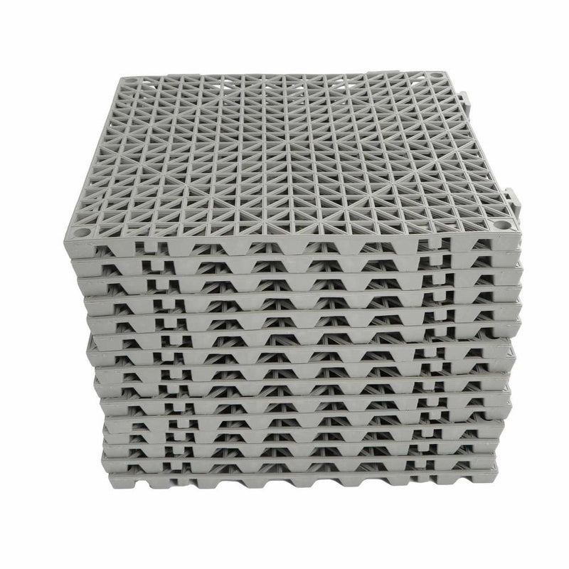 DURAFORCE Interlocking Drainage Floor Mat 12"x 12" PVC Non-Slip Floor Tiles 55 Pack Gray