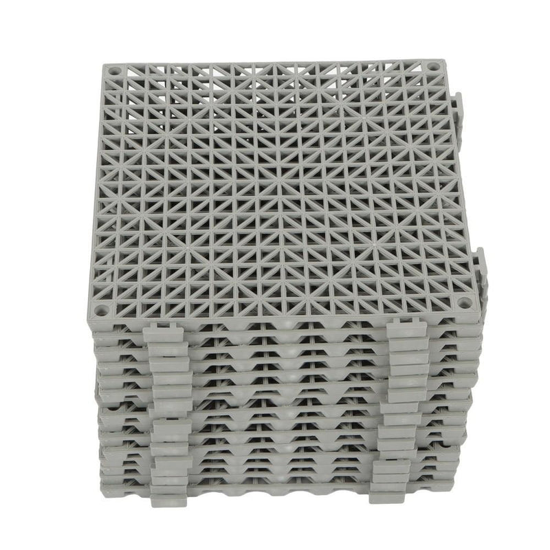 DURAFORCE Interlocking Drainage Floor Mat 12"x 12" PVC Non-Slip Floor Tiles 55 Pack Gray