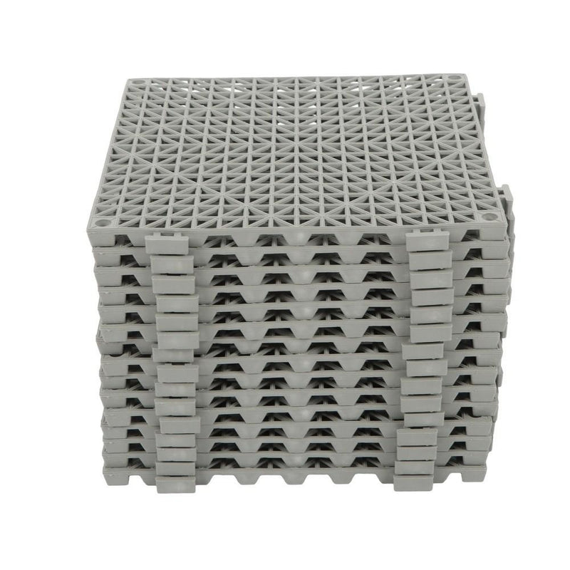 DURAFORCE Interlocking Drainage Floor Mat 12"x 12" PVC Non-Slip Floor Tiles 55 Pack Gray