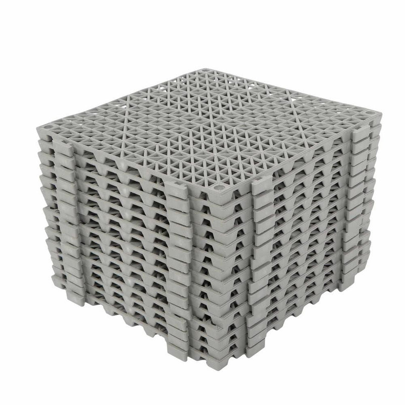 DURAFORCE Interlocking Drainage Floor Mat 12"x 12" PVC Non-Slip Floor Tiles 55 Pack Gray