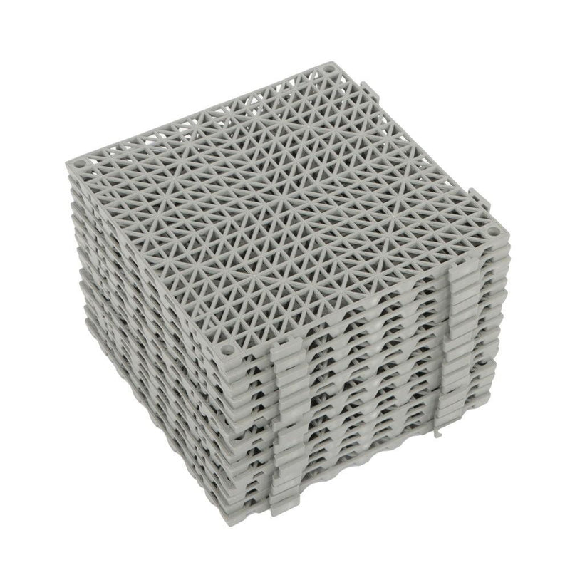 DURAFORCE Interlocking Drainage Floor Mat 12"x 12" PVC Non-Slip Floor Tiles 55 Pack Gray
