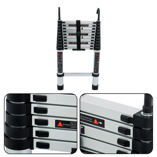 DURAFORCE 10.5 FT Telescoping Ladder Tall Ladder Folding Retractable Ladder W/ 2 Hooks