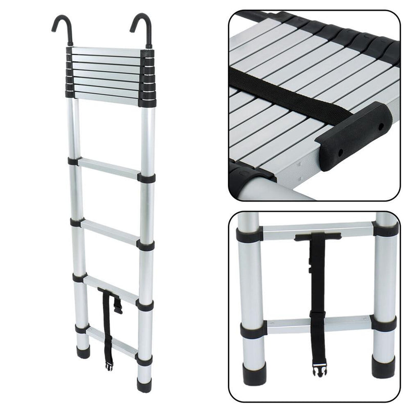 DURAFORCE 10.5 FT Telescoping Ladder Tall Ladder Folding Retractable Ladder W/ 2 Hooks