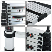 DURAFORCE 10.5 FT Telescoping Ladder Tall Ladder Folding Retractable Ladder W/ 2 Hooks